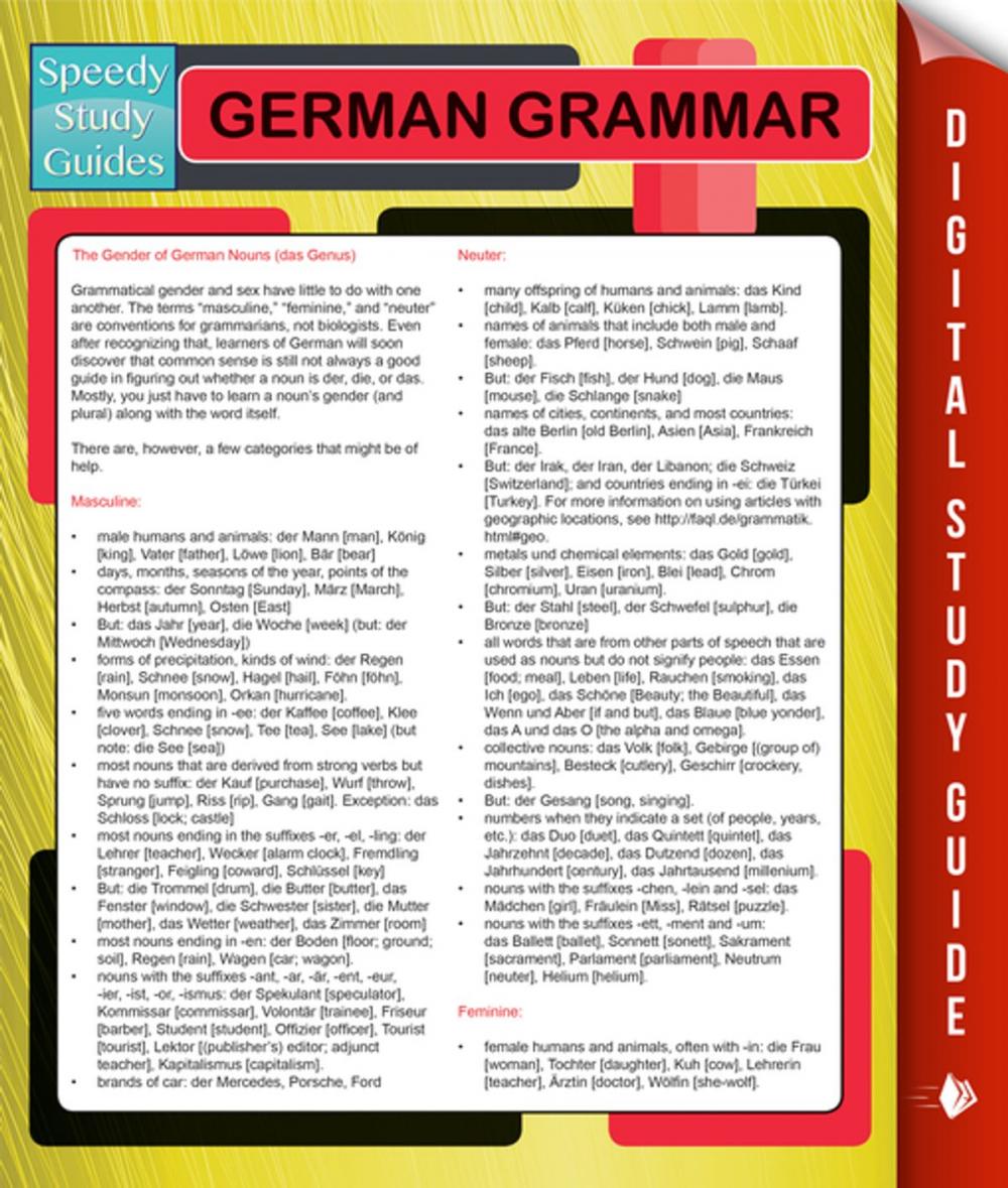Big bigCover of German Grammar (Speedy Language Study Guides)