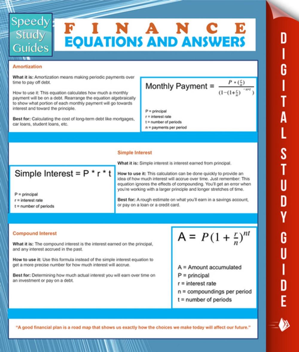 Big bigCover of Finance Equations And Answers (Speedy Study Guides)