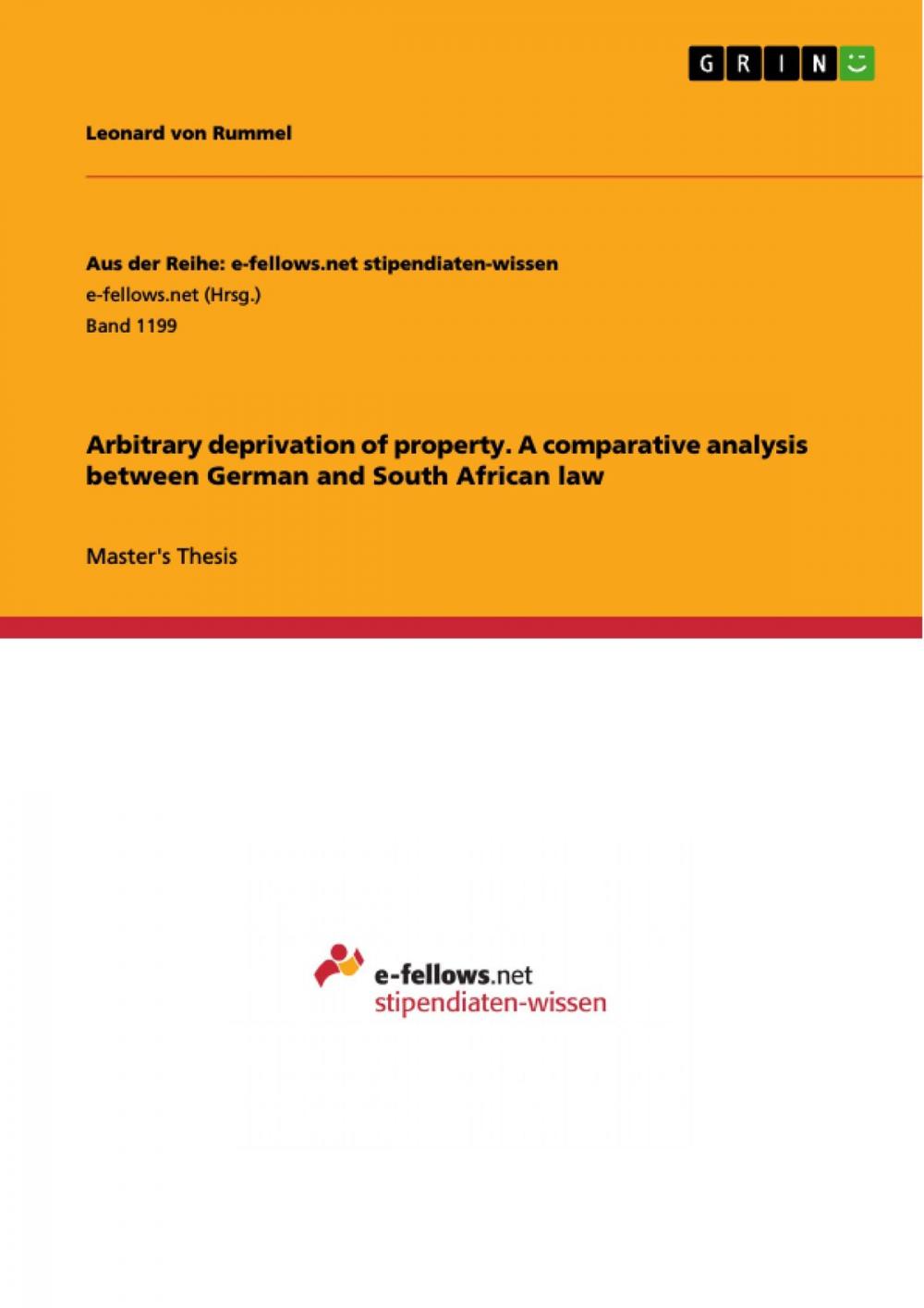 Big bigCover of Arbitrary deprivation of property. A comparative analysis between German and South African law