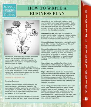 Book cover of How To Write A Business Plan (Speedy Study Guides)