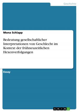 Cover of the book Bedeutung gesellschaftlicher Interpretationen von Geschlecht im Kontext der frühneuzeitlichen Hexenverfolgungen by Denise Jung