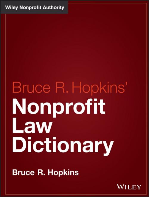 Cover of the book Hopkins' Nonprofit Law Dictionary by Bruce R. Hopkins, Wiley