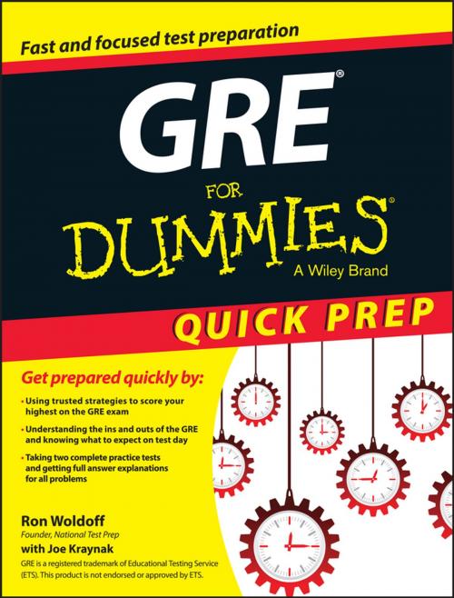 Cover of the book GRE For Dummies Quick Prep by Ron Woldoff, Joseph Kraynak, Wiley