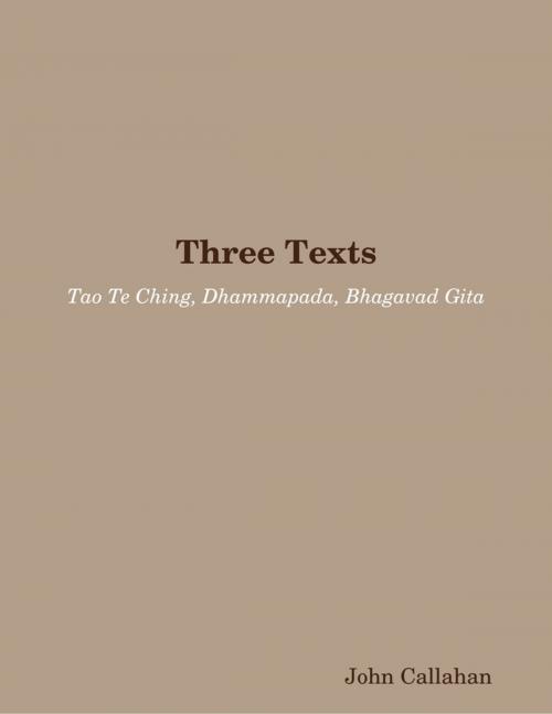 Cover of the book Three Texts: Tao Te Ching, Dhammapada, Bhagavad Gita by John Callahan, Lulu.com