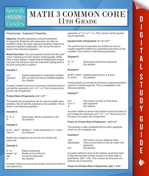 Cover of the book Math 3 Common Core 11th Grade (Speedy Study Guides) by Speedy Publishing, Speedy Publishing LLC