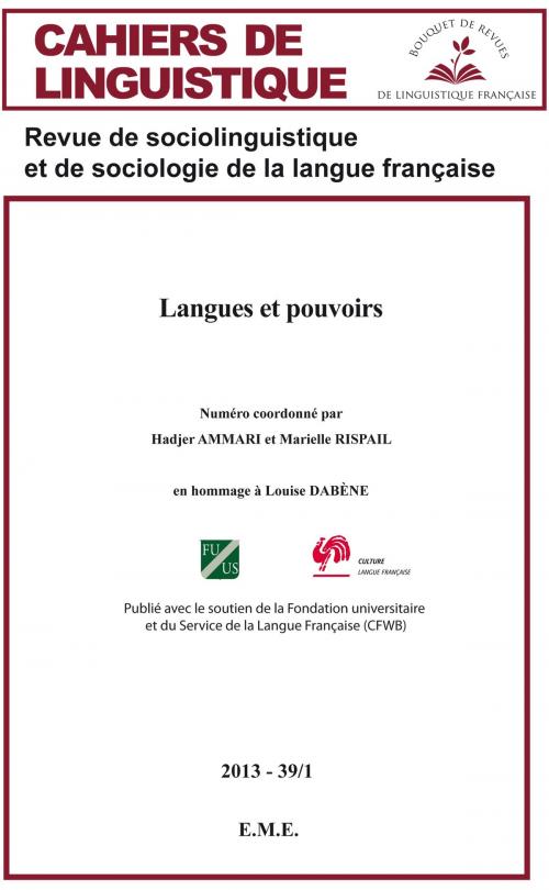 Cover of the book Langues et pouvoirs by Marielle Rispail, Hadjer Ammari, EME éditions