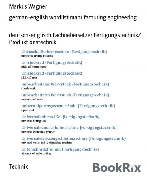 Cover of the book german-english wordlist manufacturing engineering by Markus Wagner, BookRix