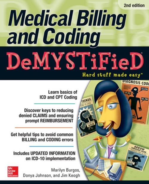 Cover of the book Medical Billing & Coding Demystified, 2nd Edition by Marilyn Burgos, Donya Johnson, Jim Keogh, McGraw-Hill Education