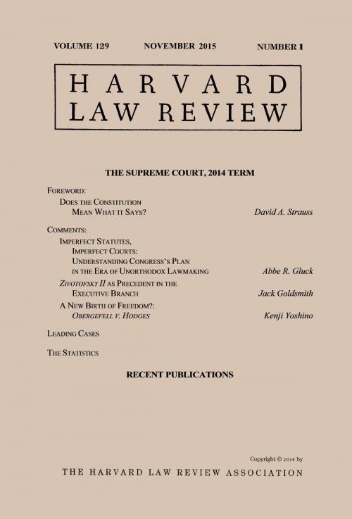 Cover of the book Harvard Law Review: Volume 129, Number 1 - November 2015 by Harvard Law Review, Quid Pro, LLC