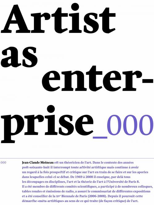 Cover of the book Artist as enterprise by Jean-Claude Moineau, Art Book Magazine Éditions