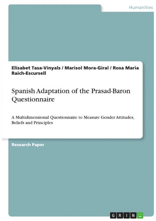 Cover of the book Spanish Adaptation of the Prasad-Baron Questionnaire by Marisol Mora-Giral, Rosa Maria Raich-Escursell, Elisabet Tasa-Vinyals, GRIN Publishing