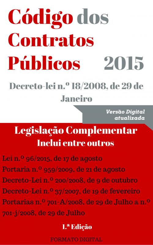Cover of the book Código dos Contratos Públicos (CCP) - 2015 by VITOR VIEIRA, (DF) Digital Format 2015