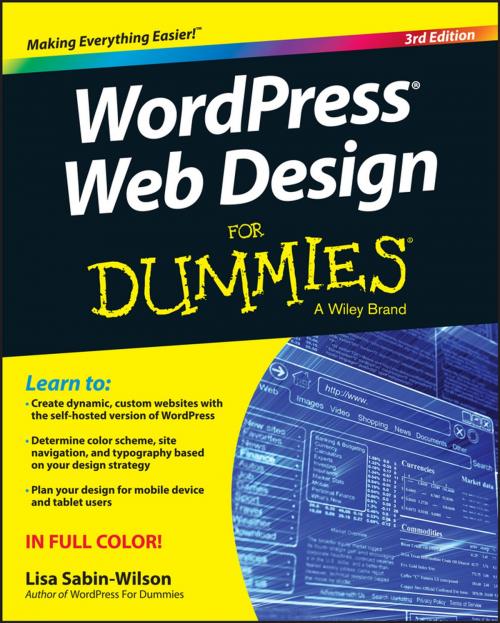 Cover of the book WordPress Web Design For Dummies by Lisa Sabin-Wilson, Wiley