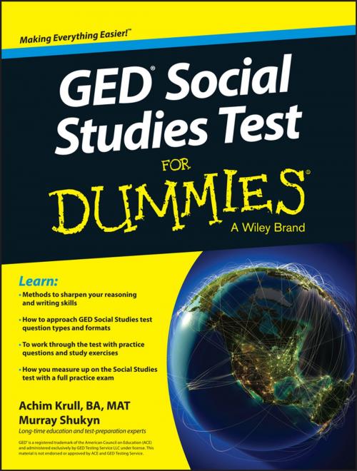 Cover of the book GED Social Studies For Dummies by Achim K. Krull, Murray Shukyn, Wiley