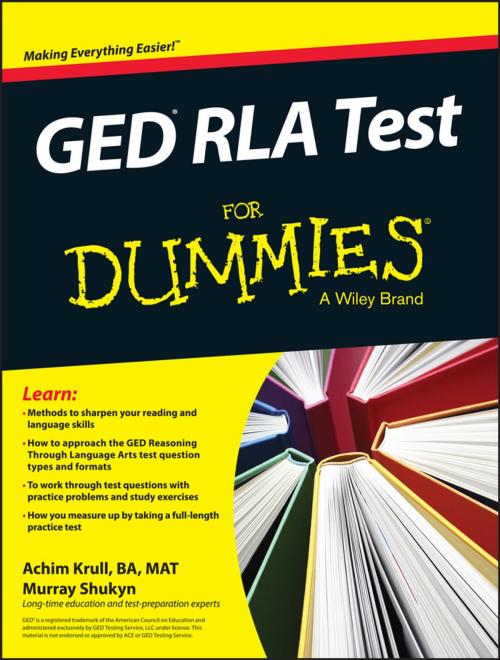 Cover of the book GED RLA For Dummies by Achim K. Krull, Murray Shukyn, Wiley