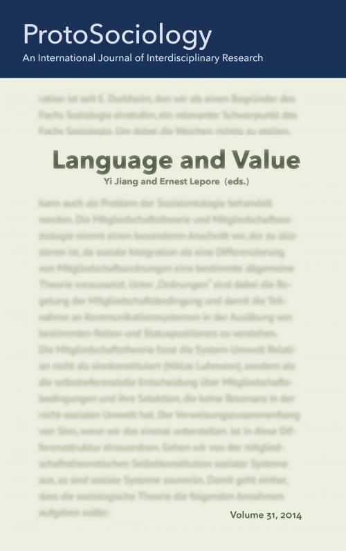 Cover of the book Language and Value by Yi Jiang, Ernest Lepore, Books on Demand