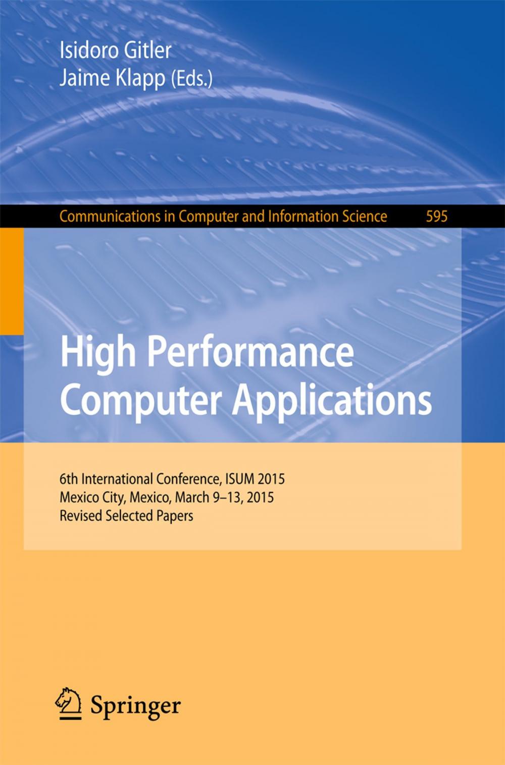 Big bigCover of High Performance Computer Applications