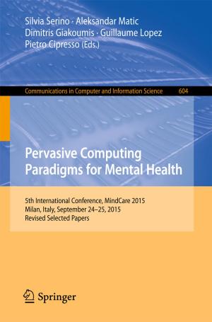 Cover of the book Pervasive Computing Paradigms for Mental Health by David G. Haglund