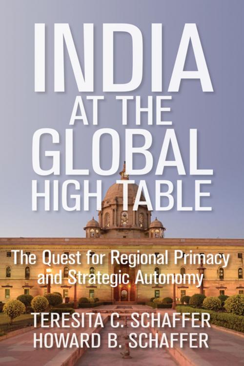 Cover of the book India at the Global High Table by Teresita C. Schaffer, Howard B. Schaffer, Brookings Institution Press