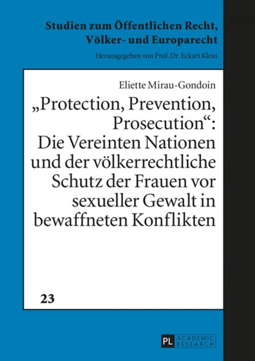 Cover of the book «Protection, Prevention, Prosecution»: by Eliette Mirau-Gondoin, Peter Lang