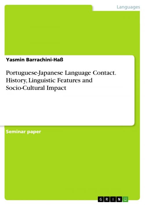 Cover of the book Portuguese-Japanese Language Contact. History, Linguistic Features and Socio-Cultural Impact by Yasmin Barrachini-Haß, GRIN Verlag