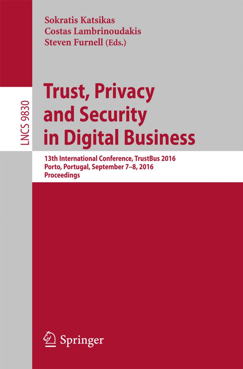 Big bigCover of Trust, Privacy and Security in Digital Business