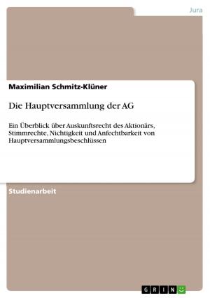 Cover of the book Die Hauptversammlung der AG by Franziska Letzel