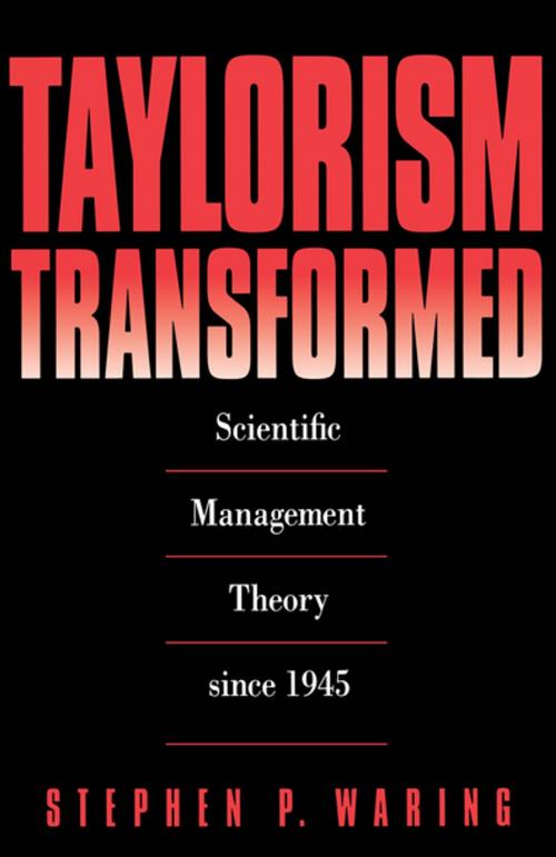 Cover of the book Taylorism Transformed by Stephen P. Waring, The University of North Carolina Press