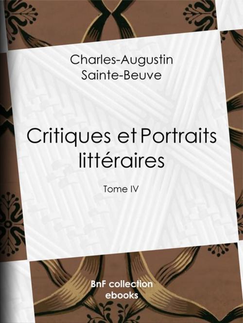Cover of the book Critiques et Portraits littéraires by Charles-Augustin Sainte-Beuve, BnF collection ebooks