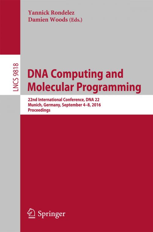 Cover of the book DNA Computing and Molecular Programming by , Springer International Publishing