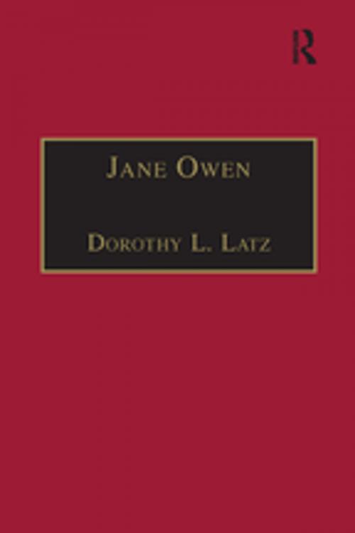 Cover of the book Jane Owen by Dorothy L. Latz, Taylor and Francis