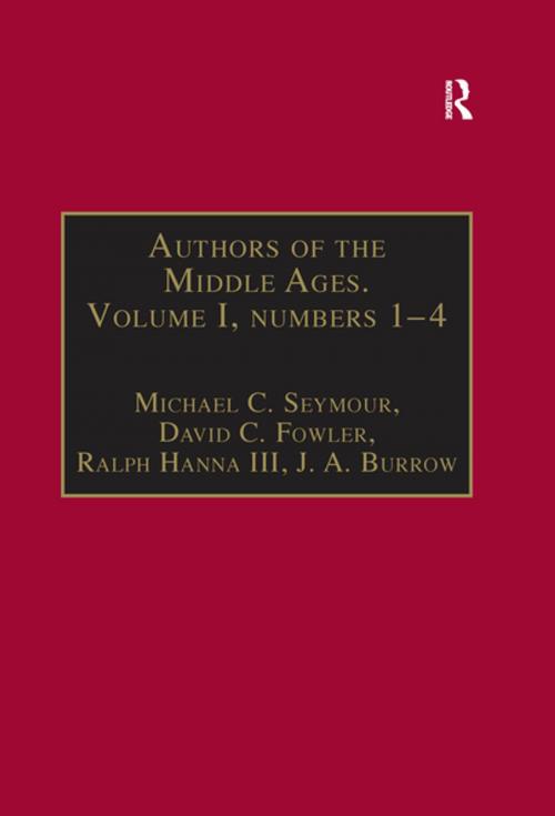 Cover of the book Authors of the Middle Ages. Volume I, Nos 1–4 by David C. Fowler, J. A. Burrow, Taylor and Francis