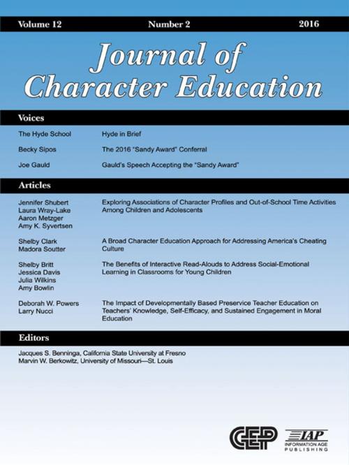 Cover of the book Journal of Character Education Issue by , Information Age Publishing