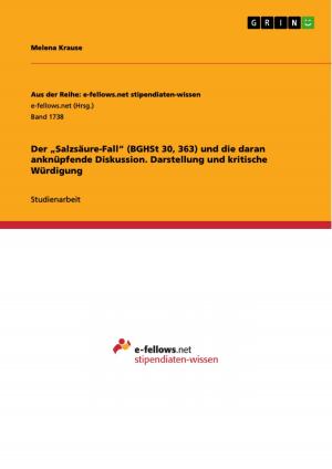 Cover of the book Der 'Salzsäure-Fall' (BGHSt 30, 363) und die daran anknüpfende Diskussion. Darstellung und kritische Würdigung by Xenia Rohn