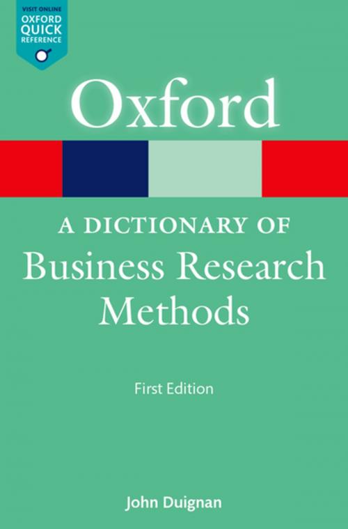 Cover of the book A Dictionary of Business Research Methods by John Duignan, OUP Oxford