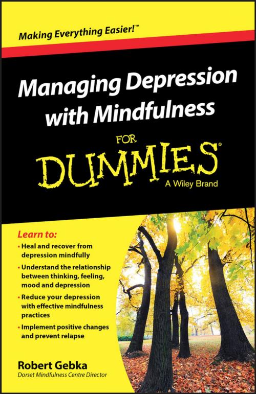 Cover of the book Managing Depression with Mindfulness For Dummies by Robert Gebka, Wiley