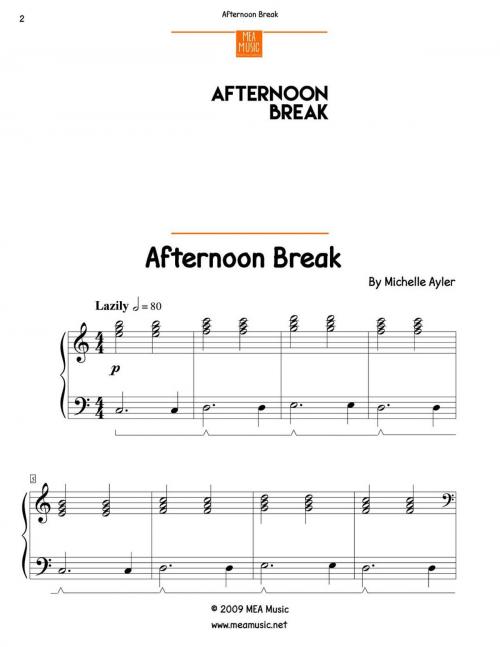 Cover of the book Afternoon Break by Michelle Ayler, MEA Music
