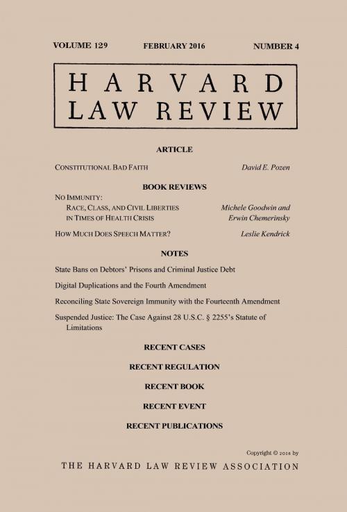 Cover of the book Harvard Law Review: Volume 129, Number 4 - February 2016 by Harvard Law Review, Quid Pro, LLC