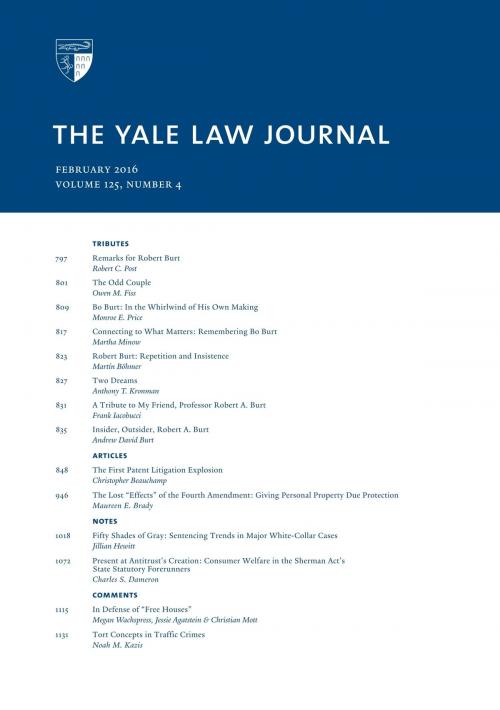 Cover of the book Yale Law Journal: Volume 125, Number 4 - February 2016 by Yale Law Journal, Quid Pro, LLC