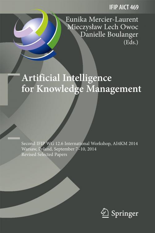 Cover of the book Artificial Intelligence for Knowledge Management by , Springer International Publishing