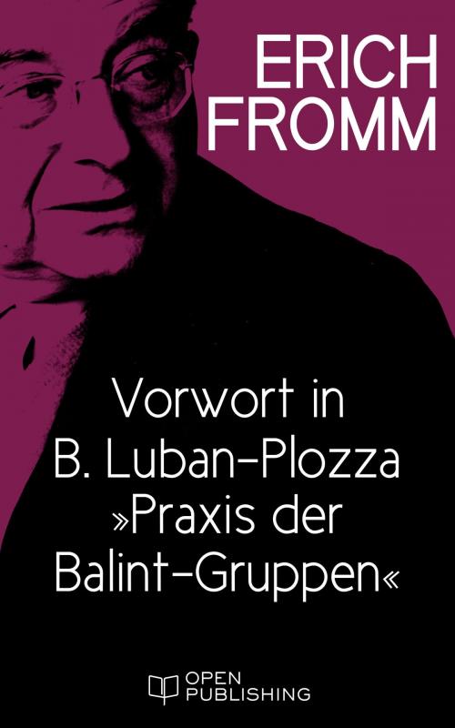 Cover of the book Vorwort in B. Luban-Plozza 'Praxis der Balint-Gruppen' by Erich Fromm, Edition Erich Fromm