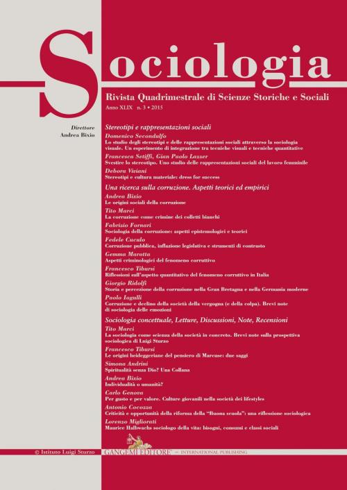 Cover of the book Sociologia n. 3/2015 by Simona Andrini, Andrea Bixio, Debora Viviani, Gangemi Editore
