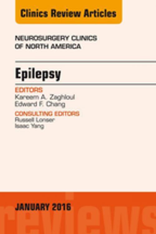 Cover of the book Epilepsy, An Issue of Neurosurgery Clinics of North America, E-Book by Kareem A. Zaghloul, MD, PhD, Edward F. Chang, MD, Elsevier Health Sciences