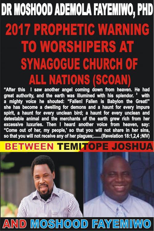 Cover of the book 2017 Prophetic Warning To Synagogue Church of All Nations (SCOAN): Between Temitope Joshua and Moshood Fayemiwo by Moshood Fayemiwo, Moshood Fayemiwo