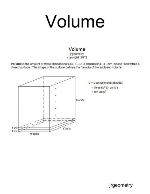 Cover of the book Volume by jrgeometry, Lulu.com
