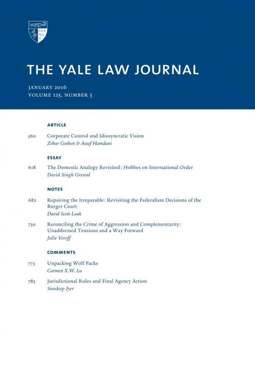 Cover of the book Yale Law Journal: Volume 125, Number 3 - January 2016 by Yale Law Journal, Quid Pro, LLC