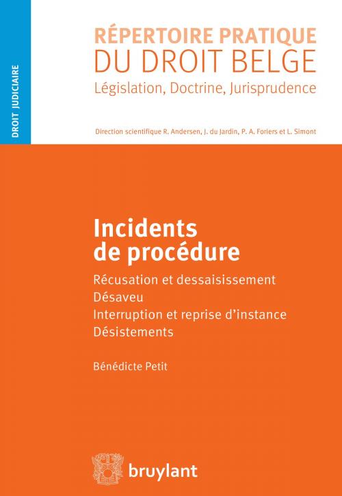 Cover of the book Incidents de procédure by Bénédicte Petit, Bruylant