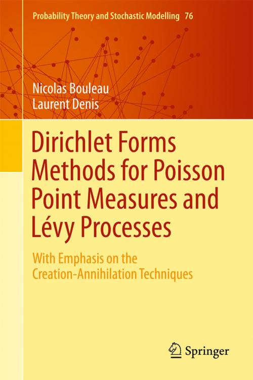 Cover of the book Dirichlet Forms Methods for Poisson Point Measures and Lévy Processes by Nicolas Bouleau, Laurent Denis, Springer International Publishing