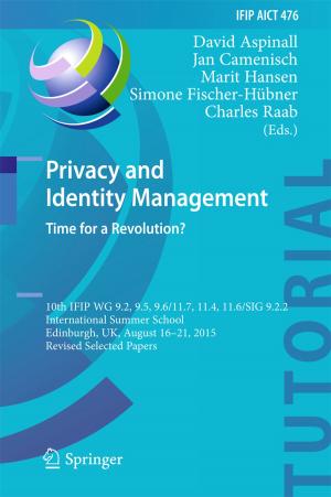 bigCover of the book Privacy and Identity Management. Time for a Revolution? by 
