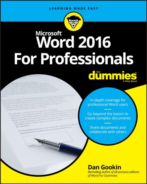 Cover of the book Word 2016 For Professionals For Dummies by Dan Gookin, Wiley